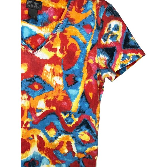 Additions by Chicos size 0/US4 extra small, tie-dye, orange, red blue short slee - Picture 5 of 12